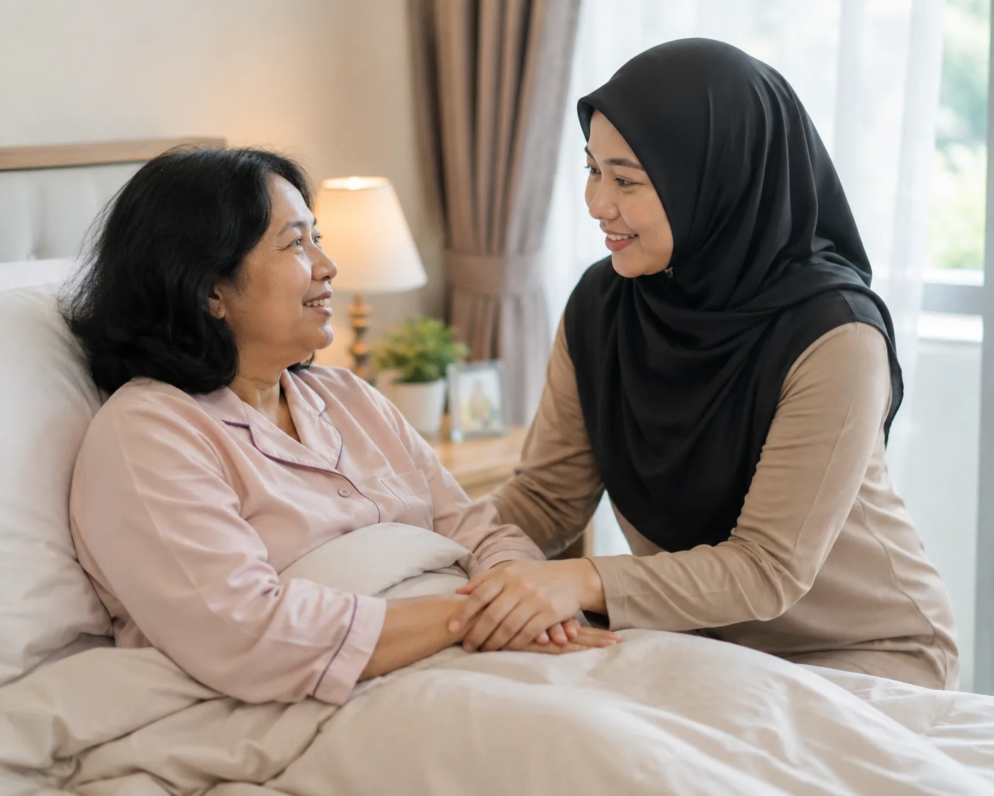 Pendamping wanita menemani pasien wanita